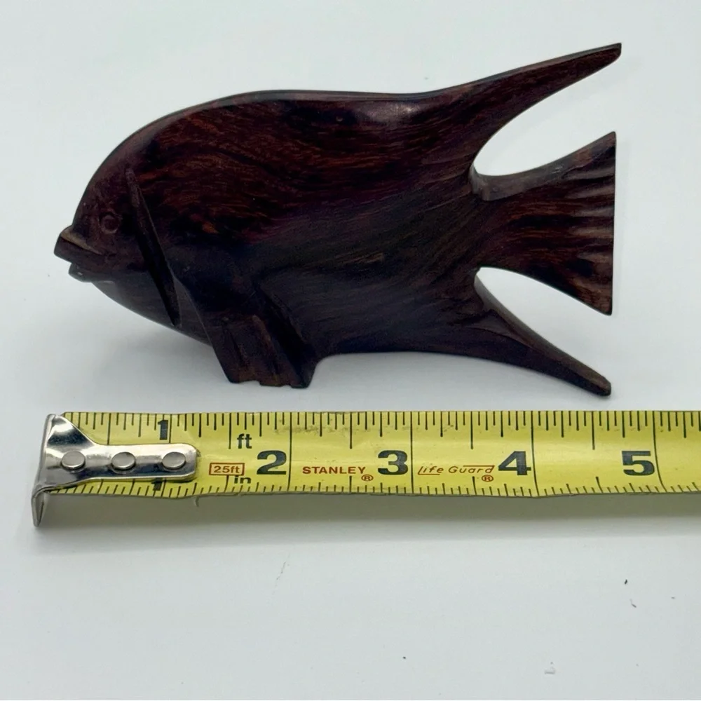 Carved Ironwood Tropical Fish 5 Inches long X 3 Inches Tall Brown Wood